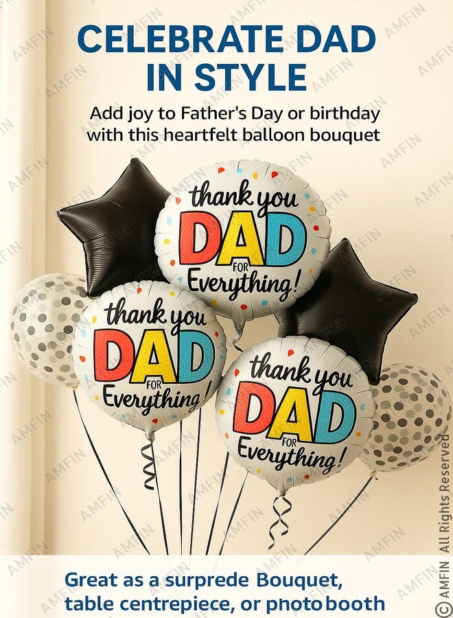 AMFIN (Pack of 7) Thankyou Dad Balloon Fathers Birthday Gift for Dad Father's Day Decoration Foil Balloon Papa Birthday Decoration - Image 3